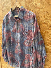 Vintage 90s pastel rose purple abstract crazy pattern ugly print long sleeve shirt size large by Cas